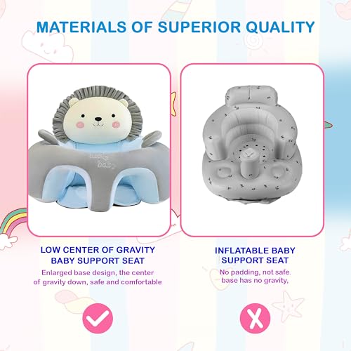 موناموري كرسي كنبة للأطفال - تصميم أسد لطيف | مقعد دعم للأطفال الرضع (55 سم × 40 سم × 30 سم) | وسادة حماية للمقعد مع وسادة قطيفة للجلوس مناسبة للأطفال الرضع والأطفال الصغار (من 3 إلى 24 شهرًا)