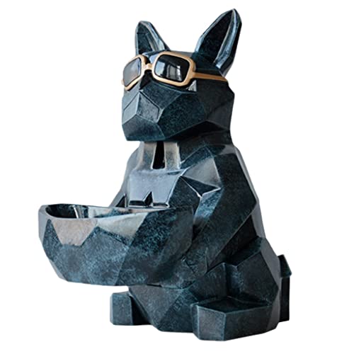 KITCISSL Taschenleerer Dekoschale Gläser Hundestatue Skulptur Key Tray Organizer Eingangstisch, Dekoschalen Modern Telefon Münze Ändern Uhren Und Süßigkeiten Eingangs Tablett (Color : Blue b) Cover