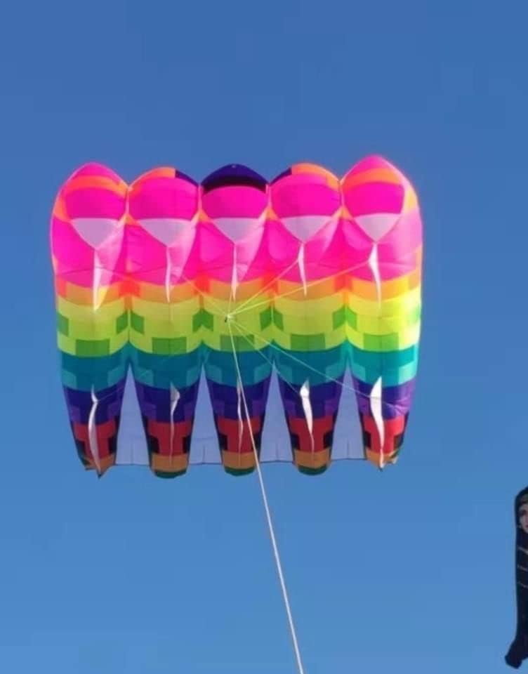 Miniatura 2 de Cometa piloto de mosaico inflable gigante suave para adultos, multicolor, tractor de parafoil sólido