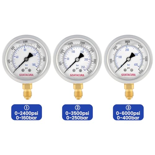 Image of Hydraulic Pressure Test Kit with 3 Gauges(160 /250 /400bar, 2400 /3500 /6000psi), 6 Test Couplings, 2 Hoses, for Excavator Machinery Systems, Packed in Durable Case