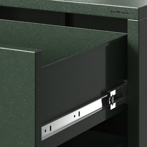 Jan Nowak Metall Kommode mit Schubladen - Carla | Komodenschrank für Schlafzimmer, Wohnzimmer, Kinderzimmer | Industrial Loft Style | Schubladenkommode Glitzernd | 80 x 101,5 x 40 cm | Flaschengrün