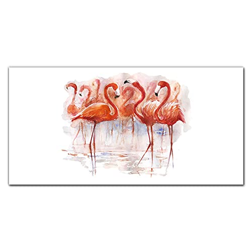 Décoration tableau en verre acrylique 100x50cm et photo sur verre de flamant rose pour mur