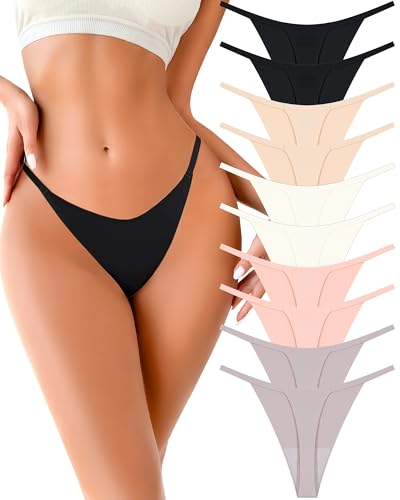 Image of UNDER THE SEA 10 Pack G String Thongs for Women Seamless Underwear Low Rise No Show Thong Stretch Womens Panties Sexy XS-2XL