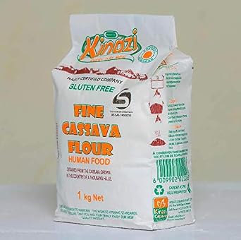 Fine Cassava Flour | Kinazi | 1kg | Gluten Free Cassava Flour | Grown and Processed in Rwanda | Suitable for Coeliacs (1kg)