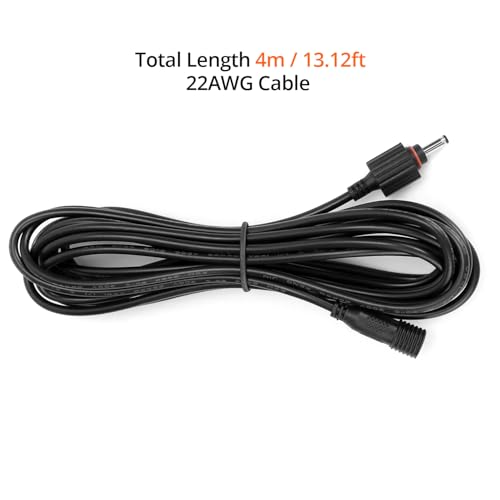 QWORK 4 Pack 4m 22AWG Black IP65 Waterproof Male to Female Garden Light Extension Cables for Path & Landscape Lighting - Image 2