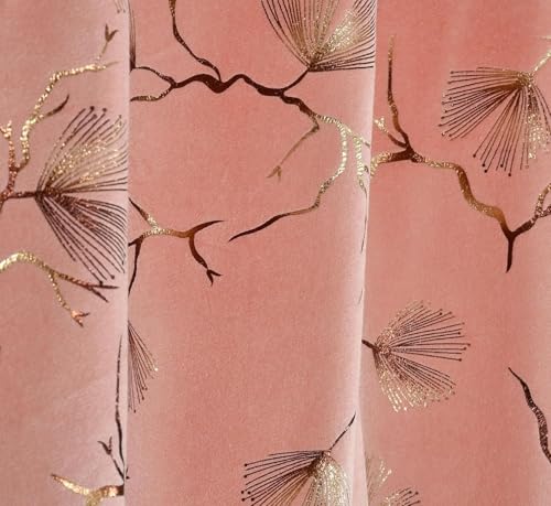 Image of Window Curtains 5 Feet | 48x60 Inch | 1 Panel Only | Velvet Blackout Parda for Kitchen & Small Windows | Pink Colour