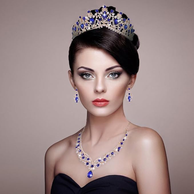 Miniatura 4 de Kamirola - Corona de reina y tiara corona de princesa para mujeres y niñas, diademas de cristal para novias, disfraces góticos de Halloween para