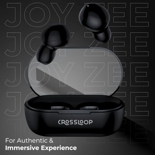 Image of Crossloop Joy Zee TWS Earbuds with Mic,Touch Control,Range 10M,Bluetooth 5.3,Play Time 12X60 Hrs,Voice Assistant,Auto Pairing,Ipx3,Long Standby Time,Type C Charging,Immersive Sound (Black)-in Ear