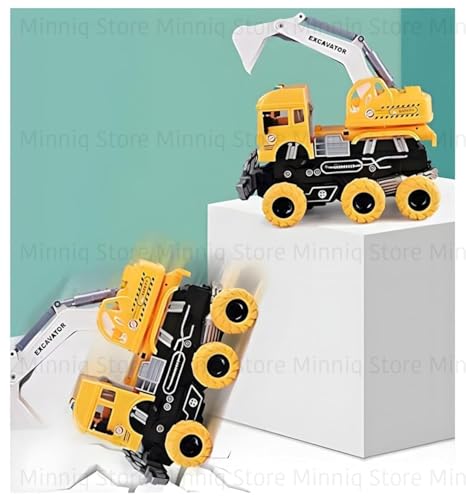 Image of Excavator 6x6 Truck with Lights and Sounds Friction Powered Trailer Model Diecast Truck Toys Best Birthday Gift for Kids (Excavator 6x6 Truck)