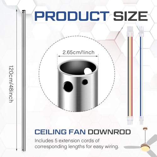 VIHOSE Ceiling Fan Downrod 48 Inch, Silver, 4 Inch Non-Threaded by VIHOSE - Used condition - Image 2