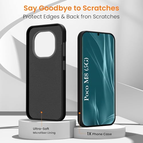 Image of Jkobi Rubberised Back Cover Case for Poco M8 5G (Textured Grip Design | Micro-Fiber Cloth Inside | Slim and Light Weight | Soft Touch and Feel)