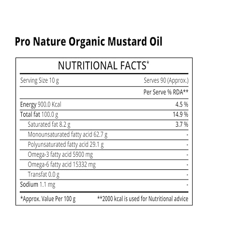 Image of Pro Nature 100% Organic Mustard Oil, 500ml (Pack of 2)