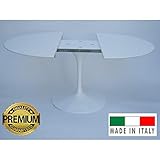 tulip saarinen knoll  Tavoli.Design Tulip Tisch Eero Saarinen ausziehbar Durchm 100 cm Laminat Flüssigkeit weiß Base weiß