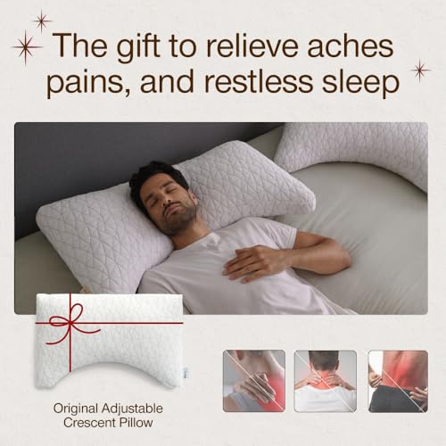 image for Coop Home Goods Original Crescent Adjustable Pillow, Queen Bed Pillows