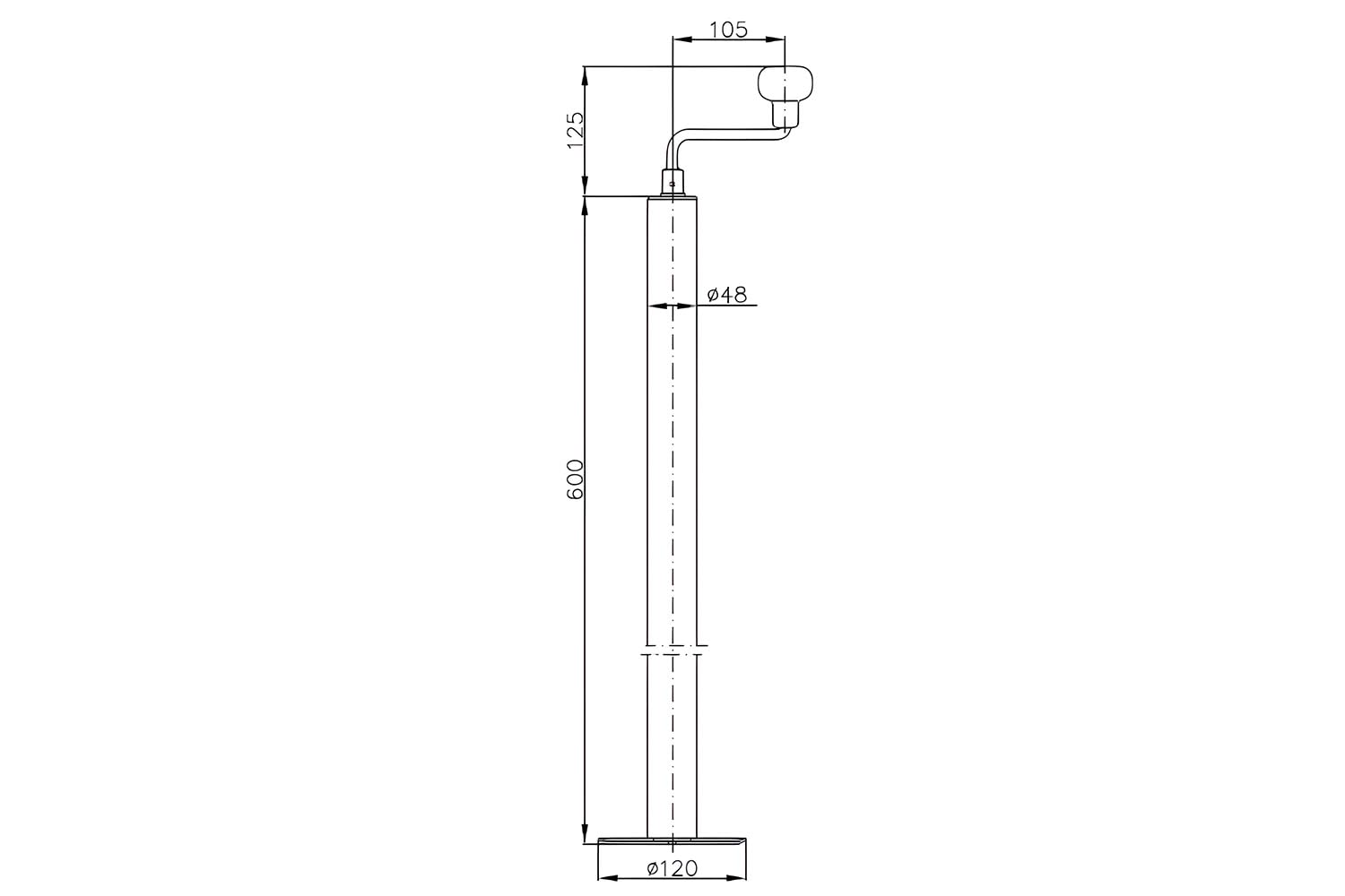 WINTERHOFF Ausziehbare Kurbelstütze 150 kg Ø48mm 600–820 mm Hub 220mm Stützbein Anhänger