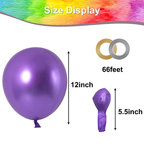 Rubfac 100Pcs Metallic Rainbow Balloons, 12 Inches 10 Assorted Colors Metallic Party Balloons For Birthday Graduation Carnival Baby Shower Wedding Decorations #TOP2