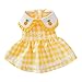 Dog Dress with Puff Sleeve, Yellow Lemon Sunflower Pineapple Plaid Summer Dog Clothes for Small Dogs Girl