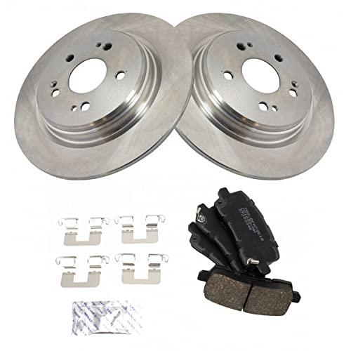 Image of TRQ Rear Brake Pad and Rotor Set Ceramic Solid Rotors