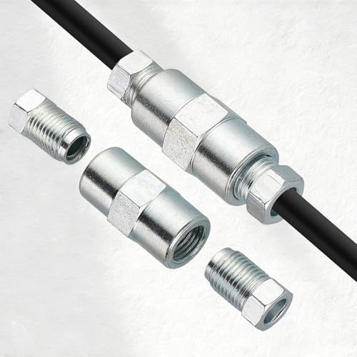 Editbar 5 × Verschraubung + 10 × Verbinder – M10× 1 Profi Bremsleitungsverbinder für 4,75mm Bremsleitung Bördel F, Bremsleitungs Anschluss, Stahl Verzinkt, DIN/ISO 1651 Konform,für Audi BMW Mercedes