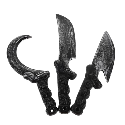 POPETPOP 3pièces Couteau Factice Décoratif Plastique Faux Couteau Courbe pour Décoration de Fête Costumée Accessoire de Cosplay pour Thème Pirate