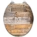 Round Toilet Seat Color Pallet Wood Wall Resin Toilet Seat Quietly Slow Close with Quick-Release Hinges Toilet Seat with Cover Easy to Clean Install