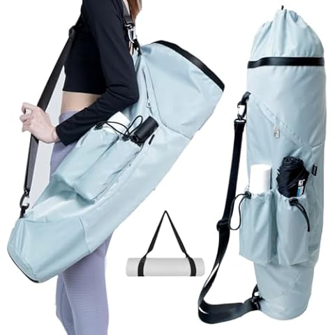 Uhawi Yoga Mat Bag, with Water Bottle Pocket and Big Wet Pocket & Yoga strap & Large Capacity, Stylish & Functional Fitness Mat And Essential items for Women & Men (blue) Cover