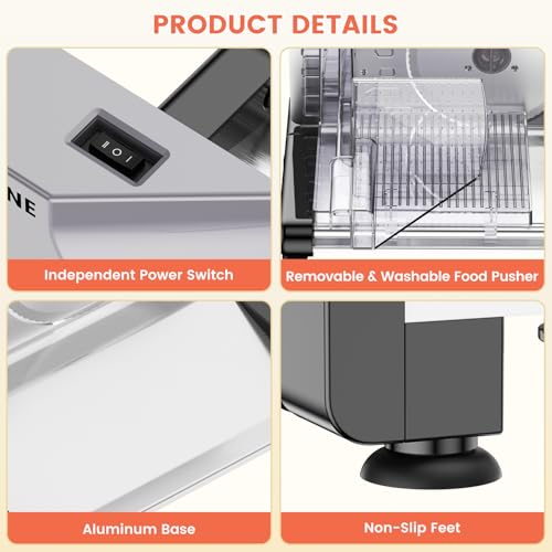 image for AERKINE Meat Slicer Machine for Home - 120W Deli Food Slicer with Remo