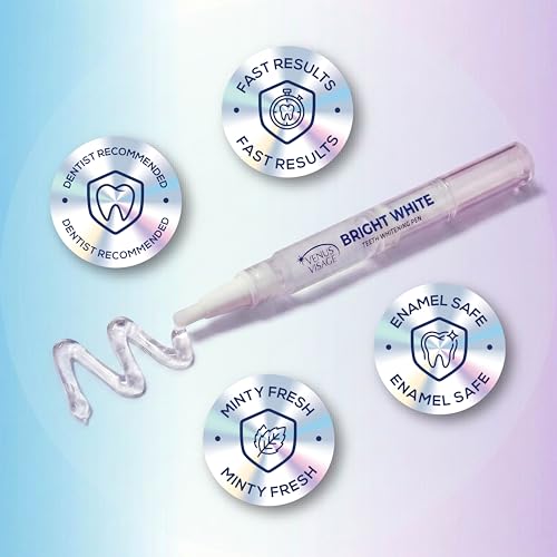 Image of Venus Visage Teeth Whitening Pen (Pack of 4) - Professional Whitening Gel, 30+ Uses, Low Sensitivity, Enamel-Safe Mint Formula - Travel Whitener for Dentures, Coffee, Wine & Tobacco Stains