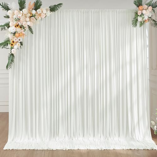 Htper - 3x3 m Elfenbein Vorhang für Kulissen, Party-Hintergrund Vorhang Elfenbein Hochzeit Hintergrund, Polyester Vorhänge für Geburtstag Baby Dusche Taufe Brautdusche