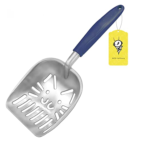 DHSD-HeSheng Cat Litter Scoop, Deep Shovel, Stainless Steel Metal Kitty Litter Scooper Designed United Cat Owners (12.2x4.72x1.57, Blue)