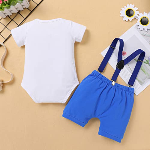 ODASDO Baby Boy Ocean/Excavator/Basketball Theme 1st Birthday Smash Cake Outfit Bow Tie Romper Shorts Suspenders Set3