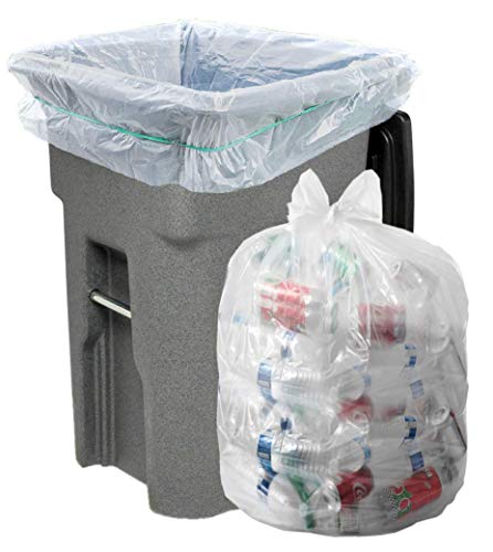 Heavy Duty 95-96 Gallon Transparent Paper Bags - (Pack of 32) 1.5 MIL - 60" x 70" Premium Quality Industrial Garbage Bags Plastic Can for Recycling, Bottles, Cans, Contractors, Totter, Rubber