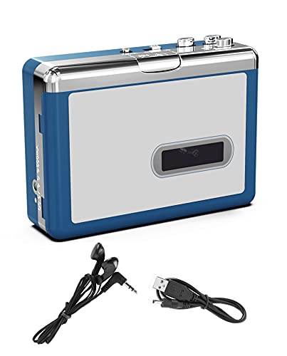 Bluetooth Cassette Player,Portable Cassette Player with Bluetooth Transmitter Walkman Player, with Auto-Reverse. Battery or USB Power Supply，Retro-Style Bluetooth Tape Music Player with Earphones