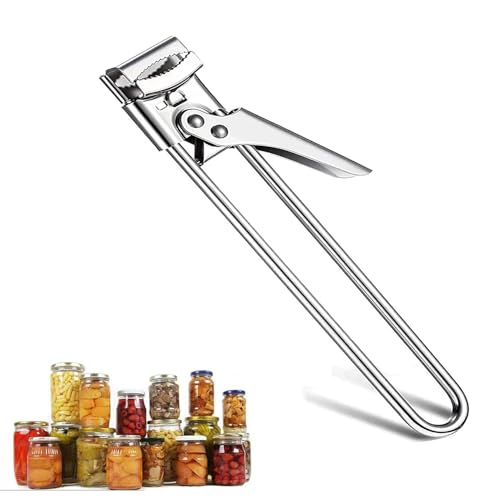 Bobihoney Abrelatas Multifunción, Abridor de Botes Ajustable, Abre Botes Tarros Acero Inoxidable, para Familias, Mujeres, Niños y Personas Mayores (Plata)