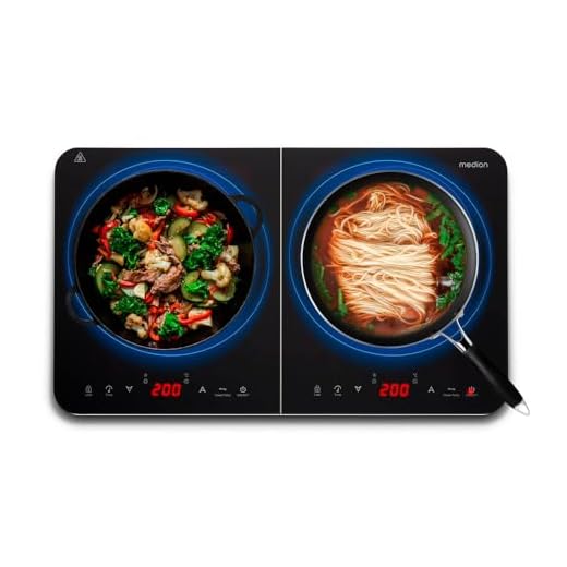 MEDION dubbele inductiekookplaat, 3500 watt, twee kookplaten, 10 temperatuurinstellingen, LED-display, MD18493, zwart