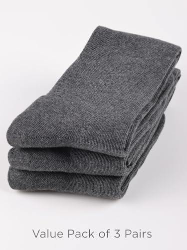 Image of COTTON DAY Kids Girls Unisex Knee High School Dress Socks Seamless Toe 3 Pack Black White Gray Navy Blue