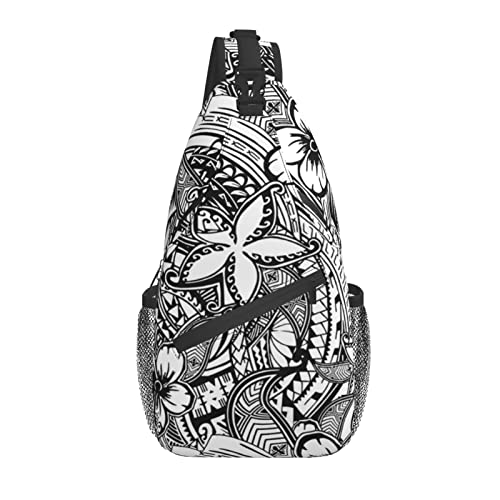 Jeezshop Hawaiian Polynesian Pattern Sling Backpack For Men Women Multi Pockets Chest Bags Crossbody Shoulder Bag for Cycling Sports Travel Hiking