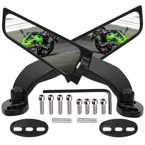 XINGWU Motorcycle Mirrors Rearview Stealth Mirrors for 2025 Ninja 500 400 650 300 ZX6R ZX10R ZX4RR ZX14R CBR1000 CBR300R CBR500R CBR600RR GSXR1000 600 750 R15 R25 YZF600R Side Wing Mirror (Large)