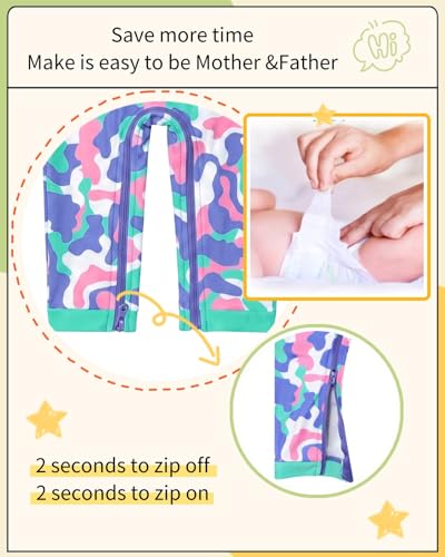 Image of weVSwe Baby Girl Toddler UPF 50+ Rash Guard Swimsuit Sun Protection Beachwear Zipper Bathing Suit 0-3 Years