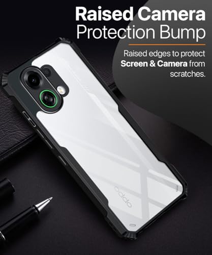 Image of WOW IMAGINE Shock Proof Clear Protective Back Case for Oppo K13 Turbo 5G | K13 Turbo Pro 5G - AirEDGE Technology | 360 Degree Camera Protection | Transparent Hybrid Back Case Mobile Cover - Black