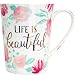 Tropele Unique Ceramic Coffee Mug,16oz Inspirational Coffee Cups,Tea Cups Coffee Mugs Gifts, Unique Ceramic Coffee Mug For Women, Novelty mug, Beautiful flower,floral Mug,Fine Bone China Mugs