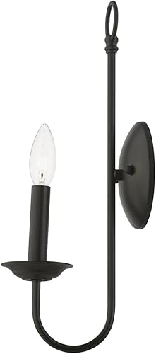 Miniatura 8 de Livex Lighting Estate - Aplique de pared con 1 luz en estilo colonial actualizado, 16 pulgadas de alto y 5 pulgadas de ancho, acabado negro