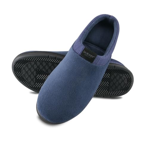 isotoner Men's Microterry Jake Clog Slipper-with Gel Infused Memory Foam, Navy Blue, 13-14 by isotoner - Image 4