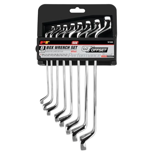 Image of Performance Tool W1085 8Pc Offset SAE Box Wrench Set - Precision Machined with 12-Point Box End Design for Easy Access and Increased Torque