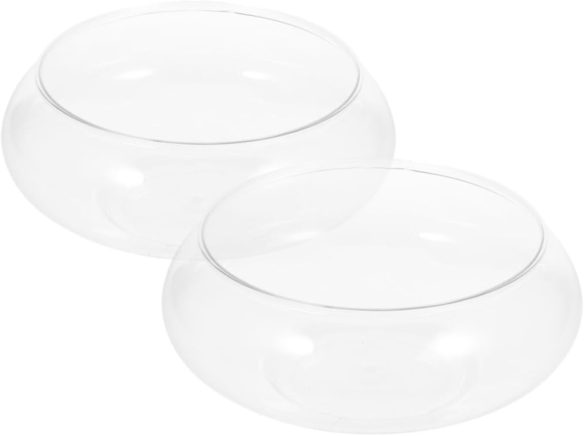 Luxshiny 2pcs Transparent Desktop Fish Tank Plastic Aquarium Bowl Unbreakable Fish Breeding Container Small Globe for Home Office Decor