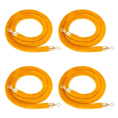 Corde de barrière en velours jaune PATIKIL avec crochets dorés pour contrôle de foule (4 pack)