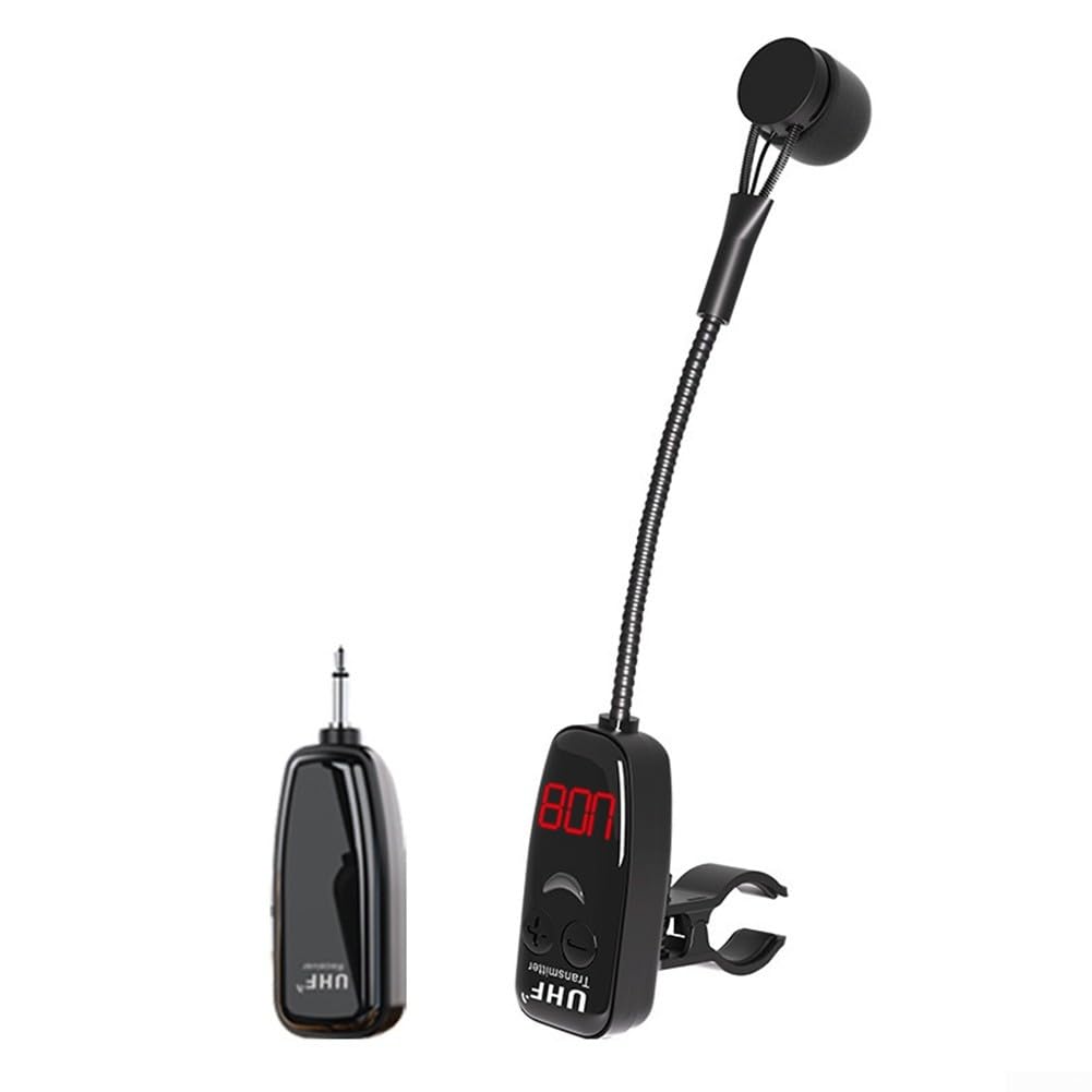 UHF - Sistema microfonico wireless per flauto e dizi, trasmettitore ricevitore U-Band con jack da 3,5 mm, portata 40 m, anti-interferenza per strumenti a fiato, insegnamento