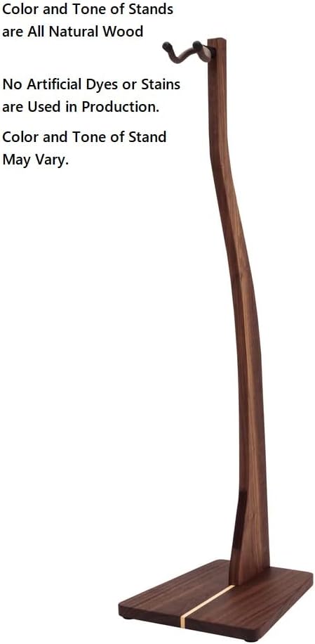 Zither Wooden Bass Guitar Stand - Handcrafted Solid Walnut Wood Floor Stands Best for Electric Bass Guitars, Made in USA