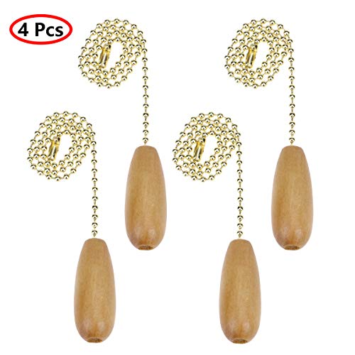 Image of CHICTRY 4Pcs Wooden Ceiling Fan Chain Pulls Pendant Vintage Pull Chain Extension for Ceiling Light Lamp Fan Decoration Home Wedding Decor Ornament Wood Color One Size