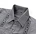 Mens Guayabera Shirts Short Sleeve Casual Snap Shirts(Gray XL)
